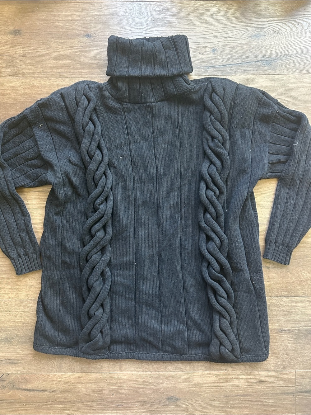 Icing Black Cable-Detail Turtleneck Sweater !! XXL
